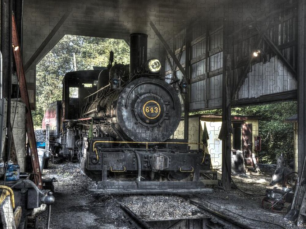 Engine Jigsaw Puzzle featuring the photograph In the engine shed steaming up #1 by Paul W Faust - Impressions of Light