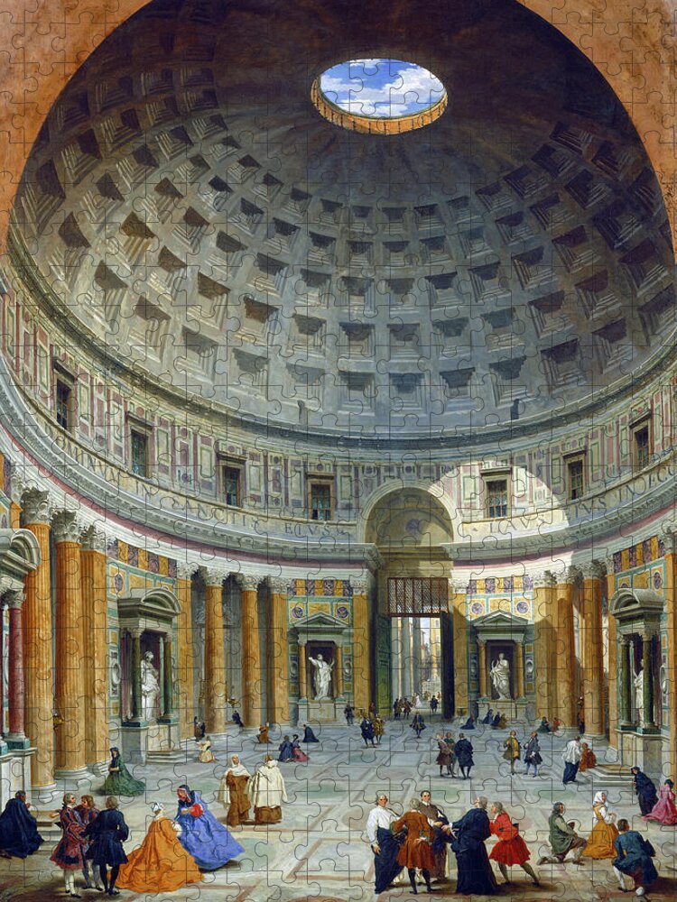 Giovanni Paolo Panini Jigsaw Puzzle featuring the painting Interior of the Pantheon #1 by Giovanni Paolo Panini