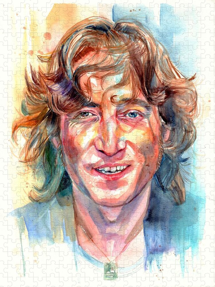 John Lennon Jigsaw Puzzle featuring the painting John Lennon portrait by Suzann Sines