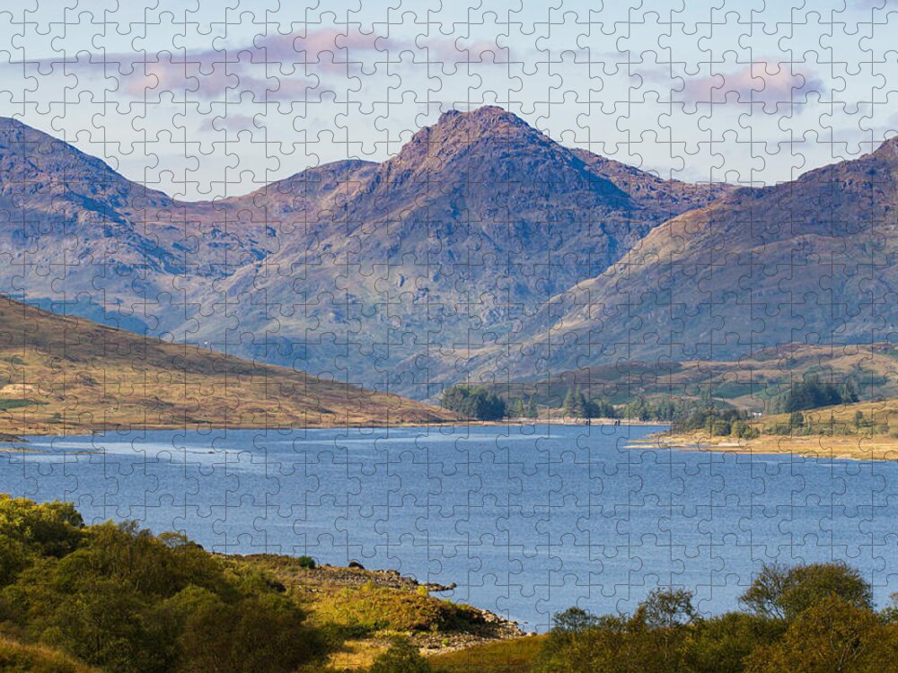 Loch Arklet Jigsaw Puzzle featuring the photograph Loch Arklet and the Arrochar Alps #3 by Gary Eason
