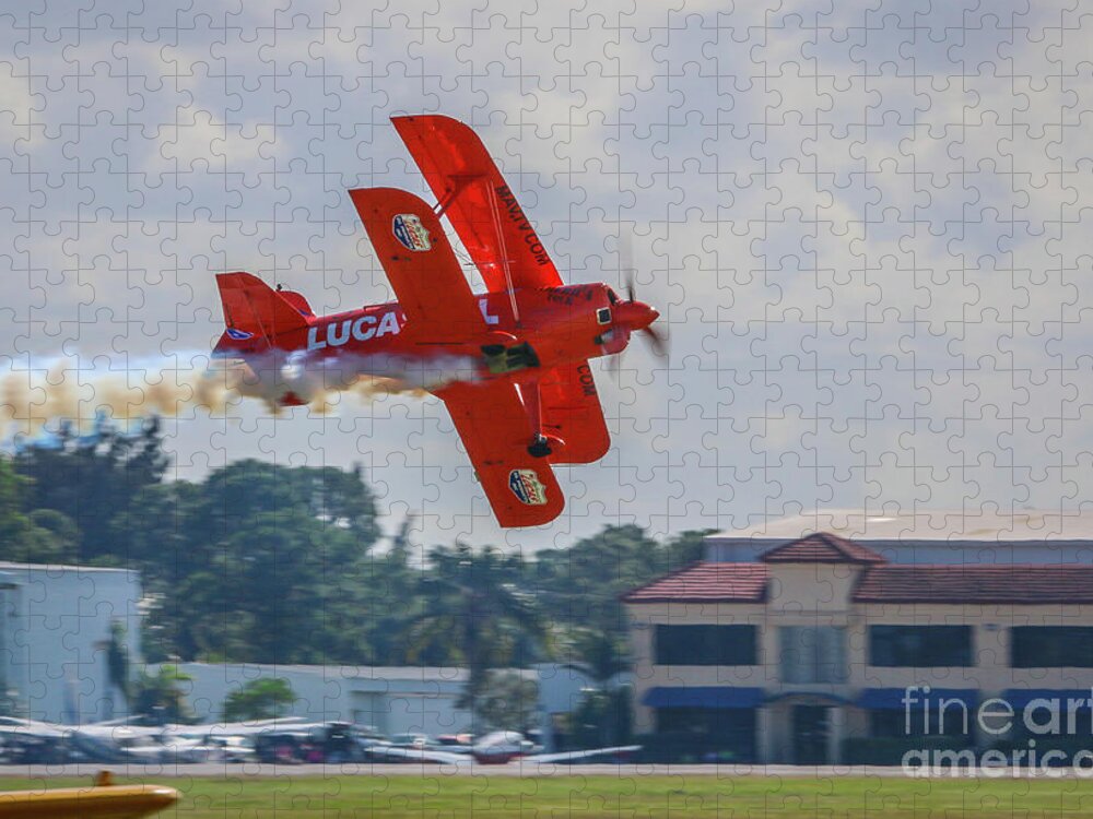 Biplane Jigsaw Puzzle featuring the photograph Low Pass Biplane #1 by Tom Claud