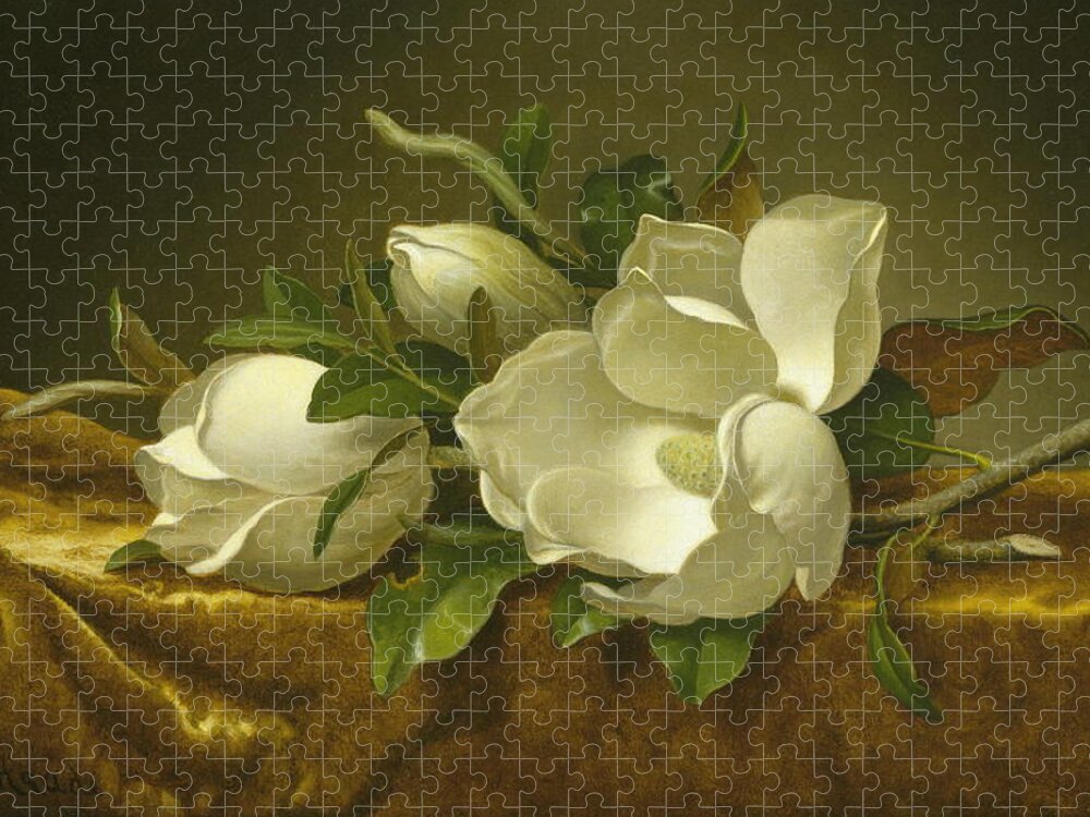 Magnolias on Gold Velvet Cloth by Martin Johnson Heade