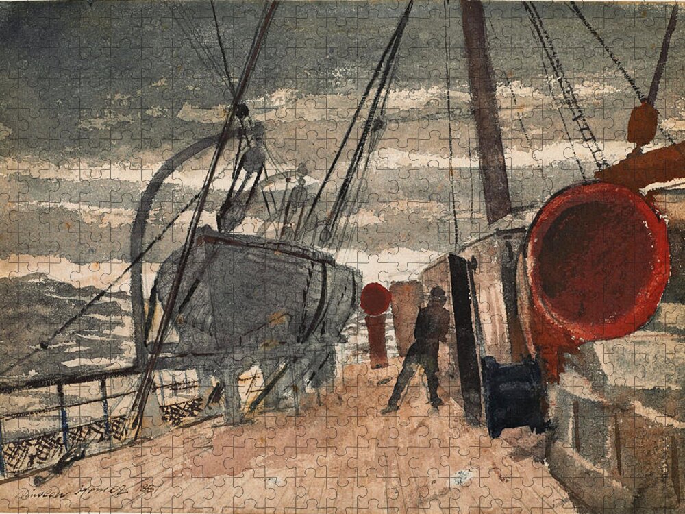 Winslow Homer Jigsaw Puzzle featuring the drawing Marine by Winslow Homer