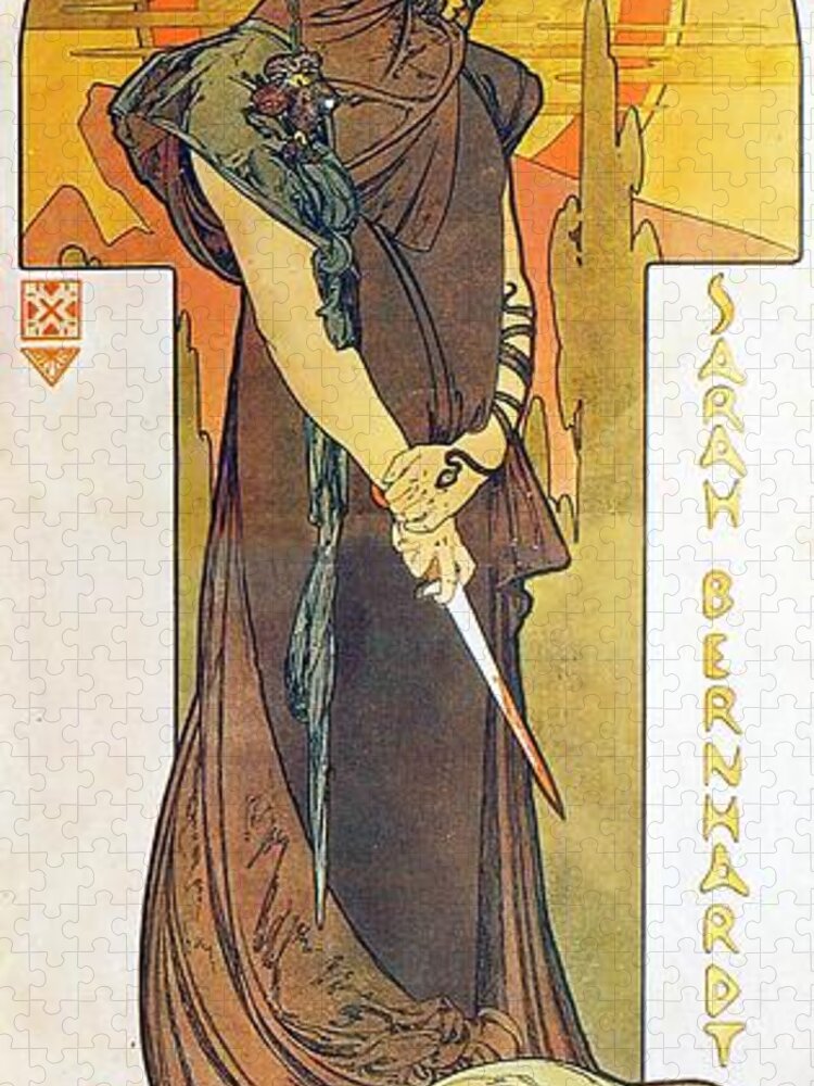Alphonse Mucha Jigsaw Puzzle featuring the painting Medea #1 by Alphonse Mucha