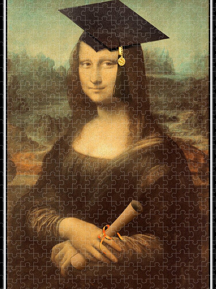 Da Vinci Jigsaw Puzzle featuring the painting Mona Lisa Graduation Day #2 by Gravityx9 Designs