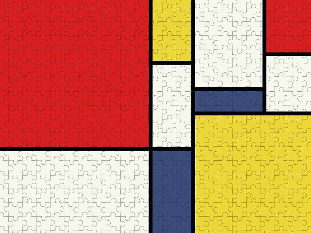 Mondrian Jigsaw Puzzle featuring the digital art Mondrian Inspired by Michael Tompsett