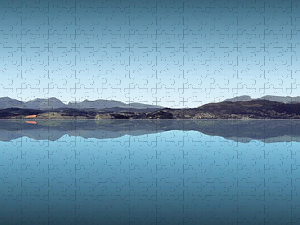 Grange Over Sands Jigsaw Puzzle featuring the digital art Morning View Across the Bay #1 by Joe Tamassy