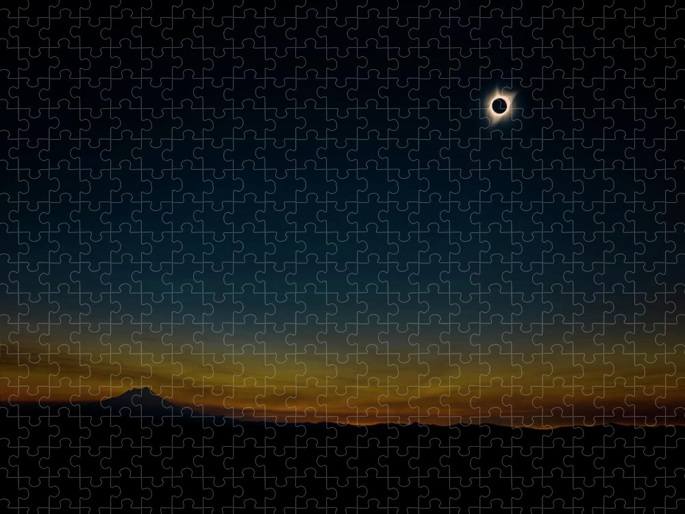 Scenic Jigsaw Puzzle featuring the photograph Mount Jefferson Solar Eclipse by Pelo Blanco Photo
