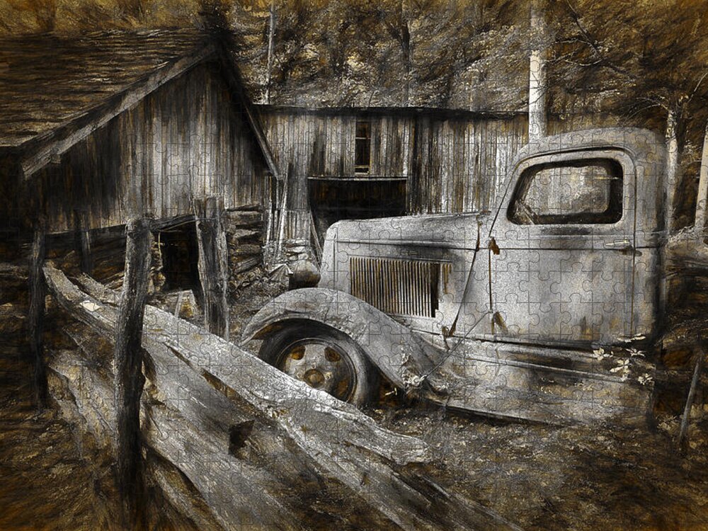 Pickup Jigsaw Puzzle featuring the photograph Old Farm Pickup Truck #1 by Randall Nyhof