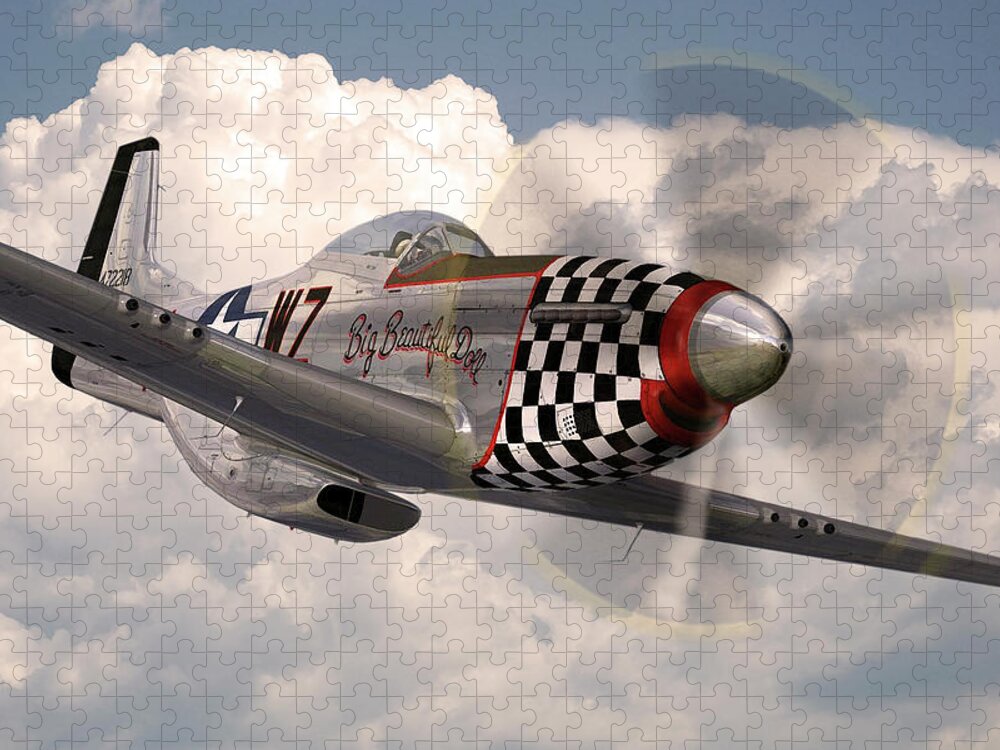 P-51 Mustang Jigsaw Puzzle featuring the digital art P-51 Mustang Big Beautiful Doll by Airpower Art