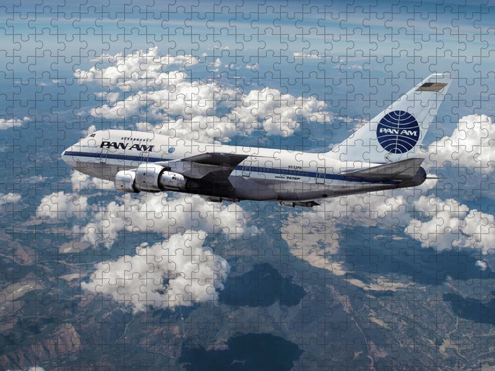 Pan American World Airways Jigsaw Puzzle featuring the mixed media Pan Am Clipper New Horizons by Erik Simonsen