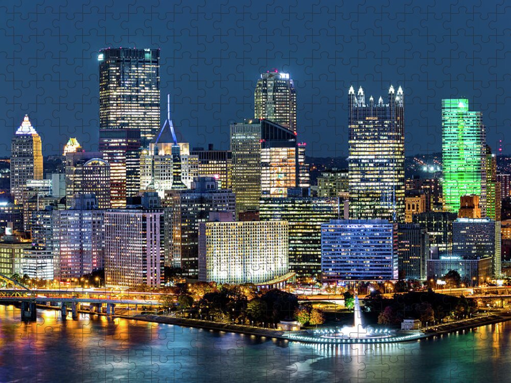 Allegheny Jigsaw Puzzle featuring the photograph Pittsburgh by night #1 by Mihai Andritoiu