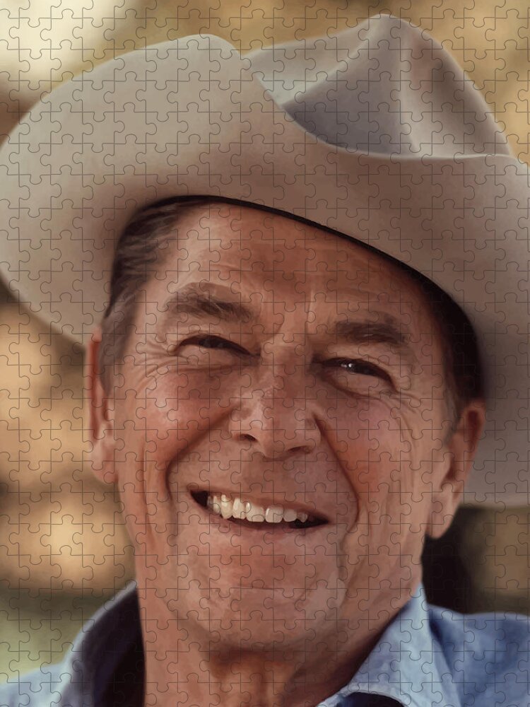 Ronald Reagan Jigsaw Puzzle featuring the photograph President Ronald Reagan #1 by War Is Hell Store