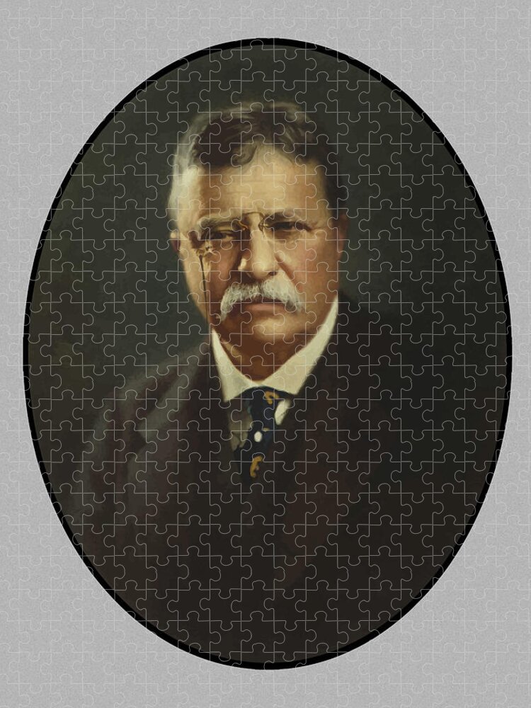 Teddy Roosevelt Jigsaw Puzzle featuring the painting President Theodore Roosevelt by War Is Hell Store