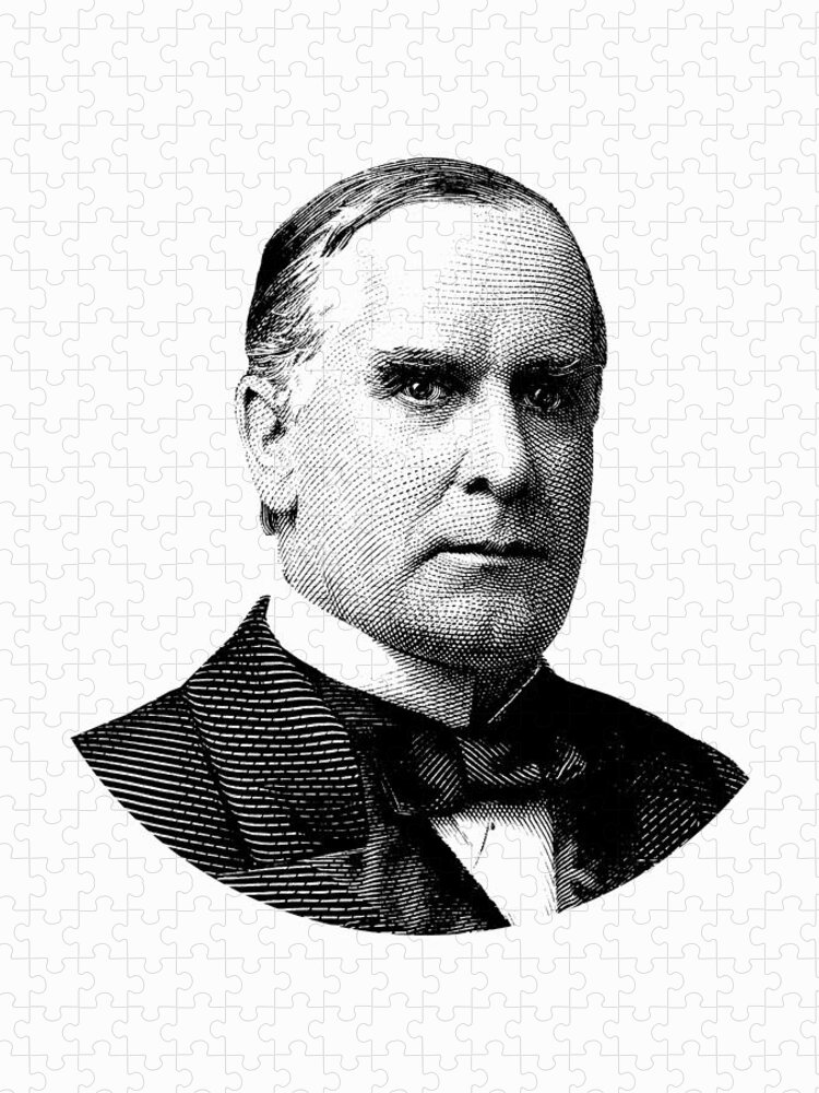 William Mckinley Jigsaw Puzzle featuring the digital art President William McKinley Graphic #2 by War Is Hell Store