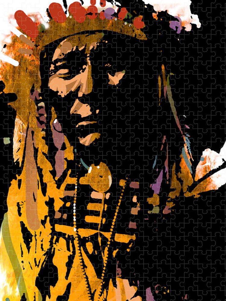 Native American Jigsaw Puzzle featuring the painting Proud Chief #1 by Paul Sachtleben