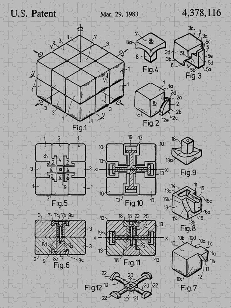 Rubik's Cube Jigsaw Puzzle featuring the photograph rubik's cube Patent 1983 #2 by Chris Smith