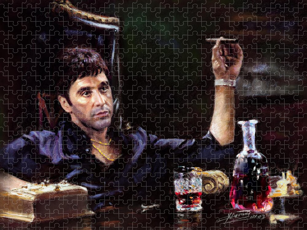 Al Pacino Jigsaw Puzzle featuring the pastel Scarface #1 by Ylli Haruni