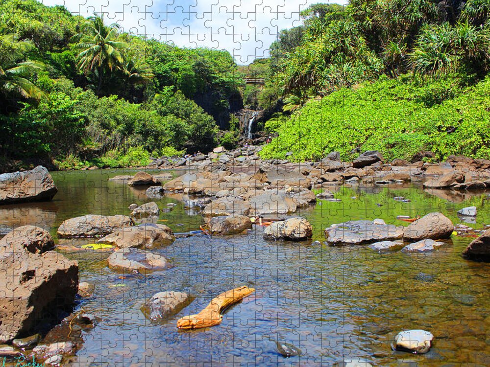 Waterfall Jigsaw Puzzle featuring the photograph Seven Sacred Pools of Maui #1 by Michael Rucker
