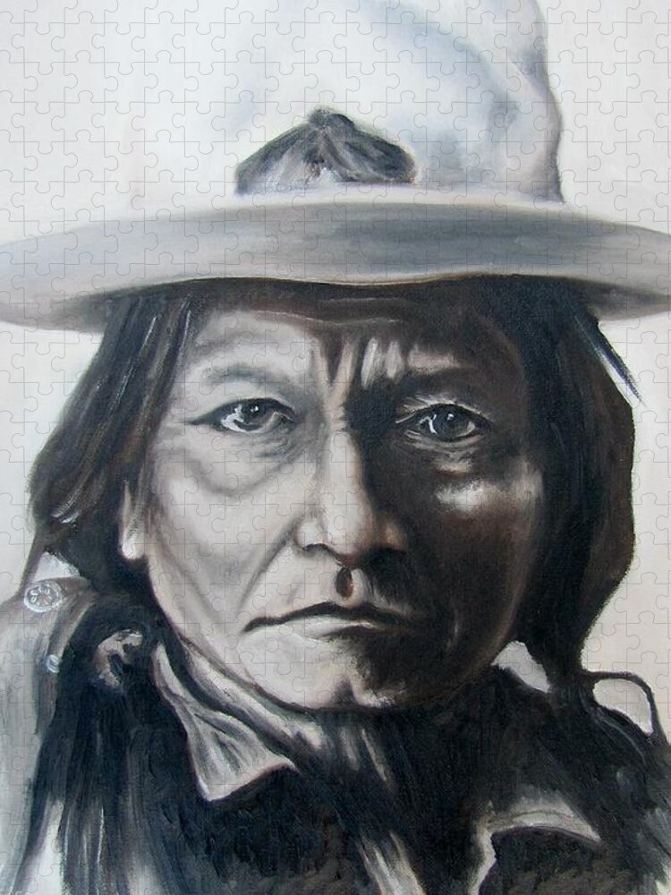 Sitting Bull Jigsaw Puzzle featuring the painting Sitting Bull #1 by Michael TMAD Finney