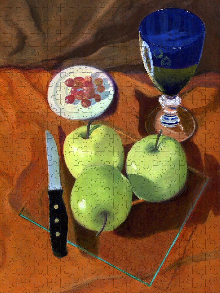 Still Life Jigsaw Puzzle featuring the painting Still Life with Apples #1 by Karyn Robinson