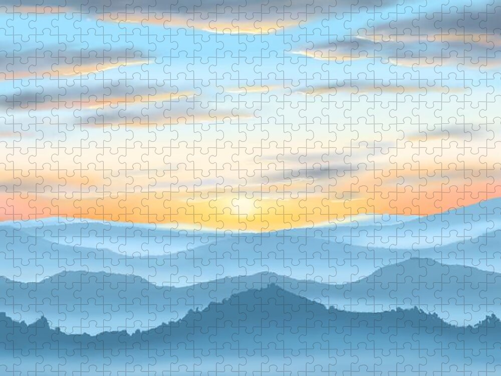 Sunrise Jigsaw Puzzle featuring the painting Sunrise #3 by Veronica Minozzi
