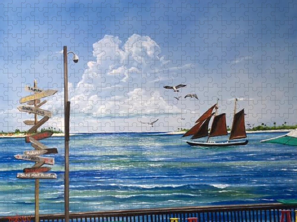 Schooner Jolly Ii Jigsaw Puzzle featuring the painting Schooner Jolly II Key West Florida by Lloyd Dobson