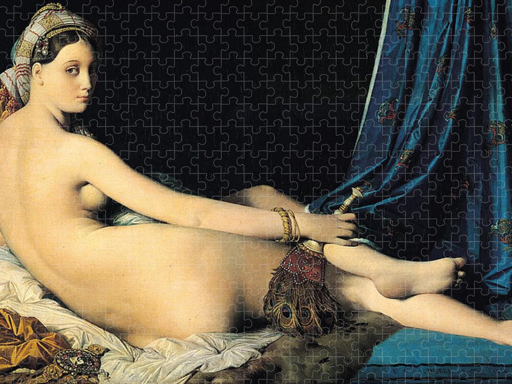 Jean Auguste Dominique Ingres Jigsaw Puzzle featuring the painting The Grand Odalisque #1 by Jean Auguste Dominique Ingres