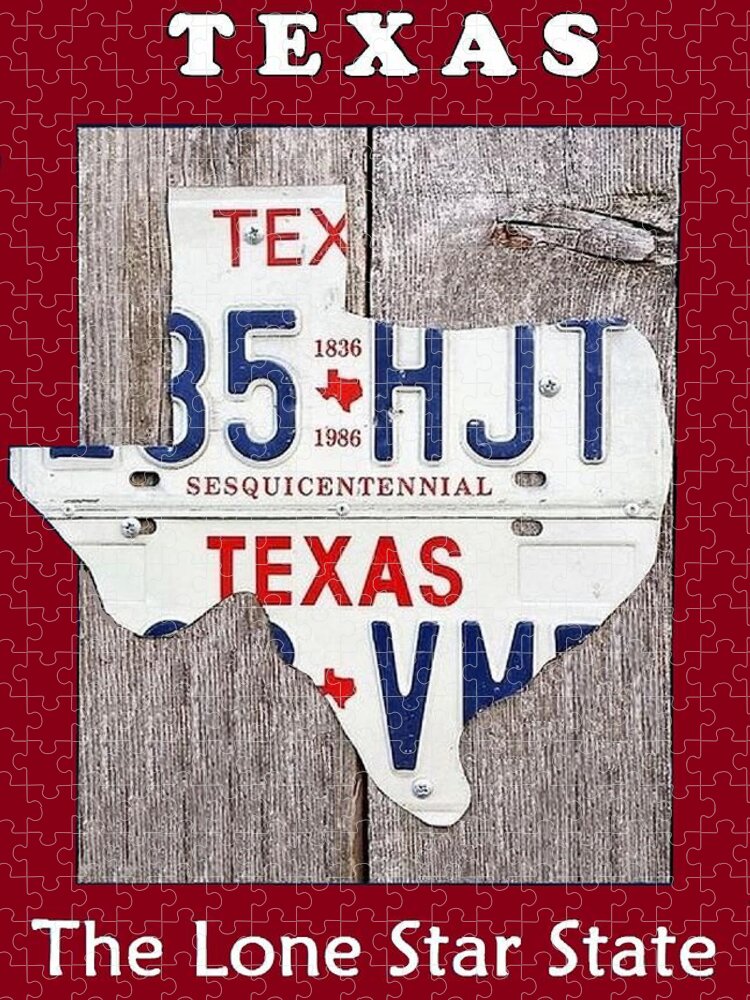 Texas Jigsaw Puzzle featuring the digital art The Lone Star State #1 by Suzanne Theis