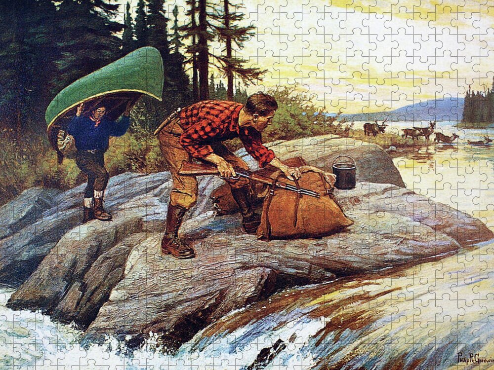 Outdoor Jigsaw Puzzle featuring the painting Their Lucky Day #1 by Philip R Goodwin
