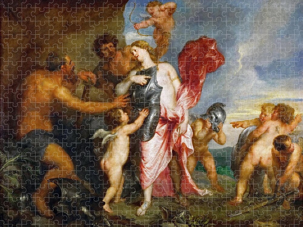 Anthony Van Dyck Jigsaw Puzzle featuring the painting Thetis Receiving the Weapons of Achilles from Hephaestus #1 by Anthony van Dyck