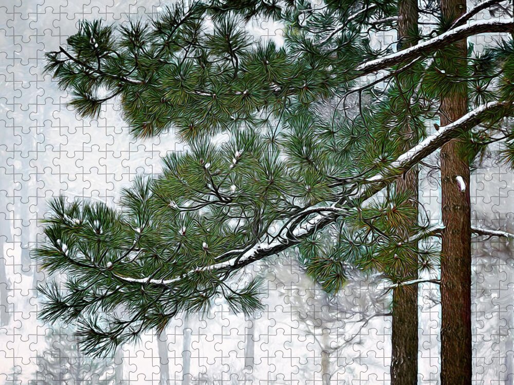 Background Jigsaw Puzzle featuring the photograph Three Trunks #1 by Maria Coulson