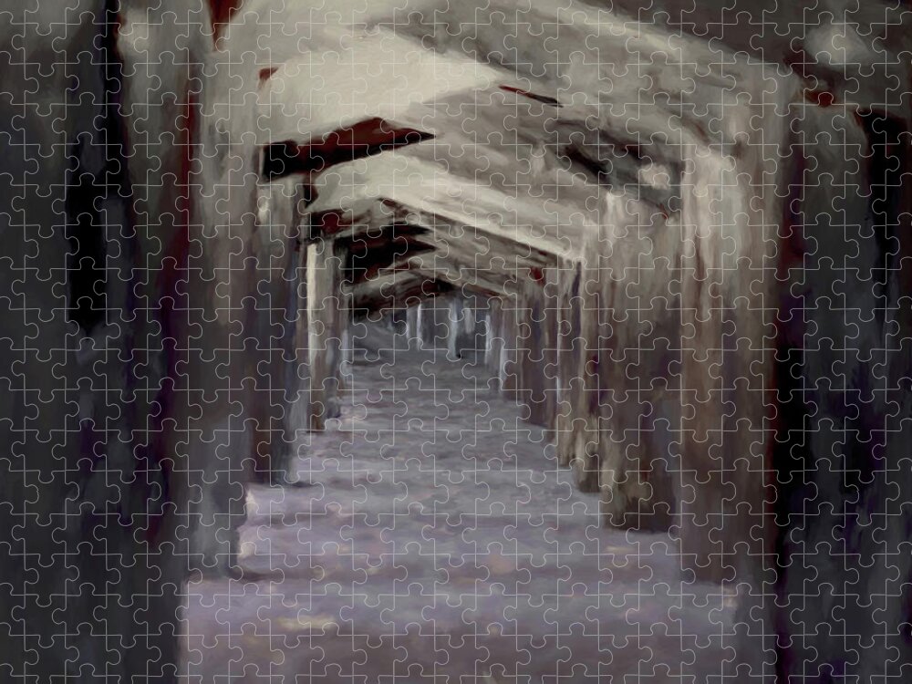 Pier Jigsaw Puzzle featuring the digital art Under The Pier #2 by Ernest Echols