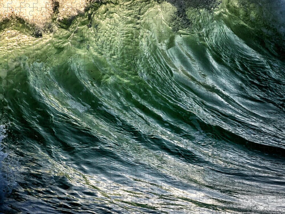 Green Jigsaw Puzzle featuring the photograph Wave #1 by Stelios Kleanthous
