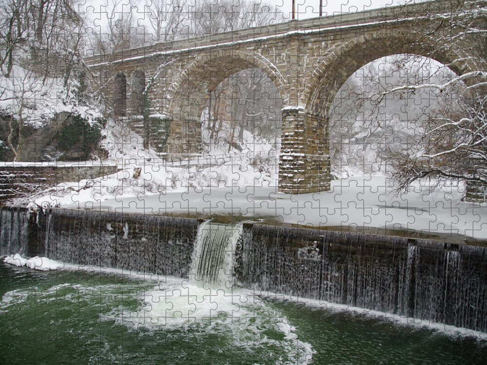 Winter Jigsaw Puzzle featuring the photograph Winter Wonderland along the Wissahickon Creek #1 by Bill Cannon