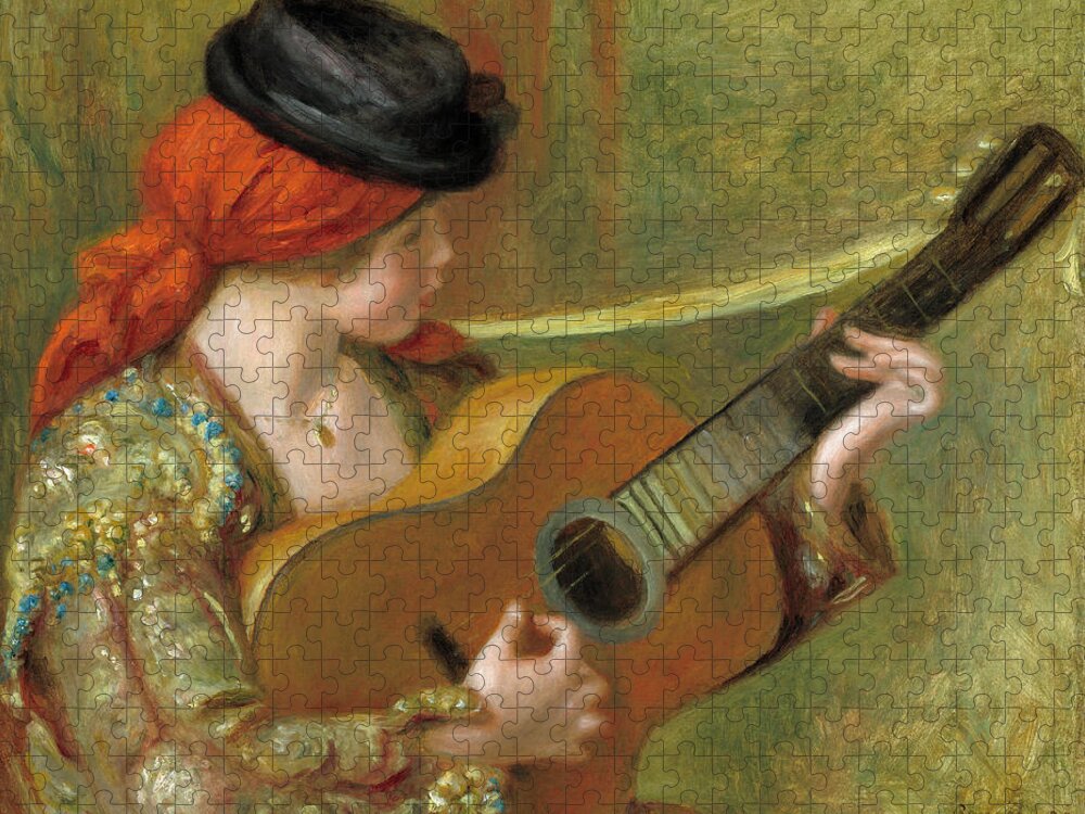 Renoir Jigsaw Puzzle featuring the painting Young Spanish Woman with a Guitar #1 by Auguste Renoir