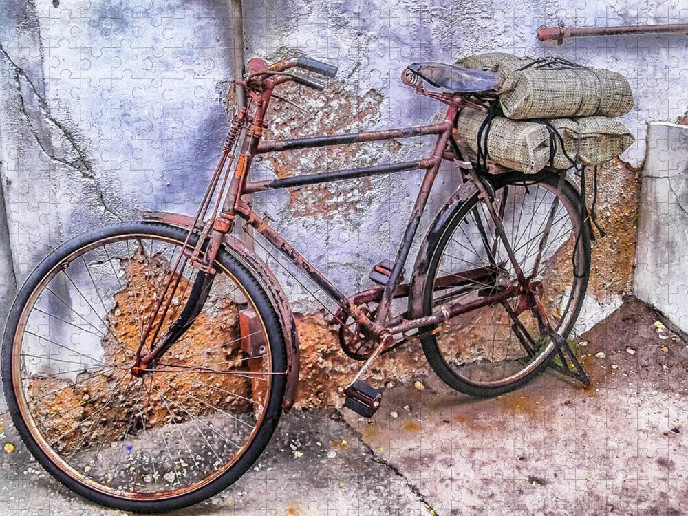 Bike Jigsaw Puzzle featuring the photograph 10119 Rusty Wheels by Pamela Williams