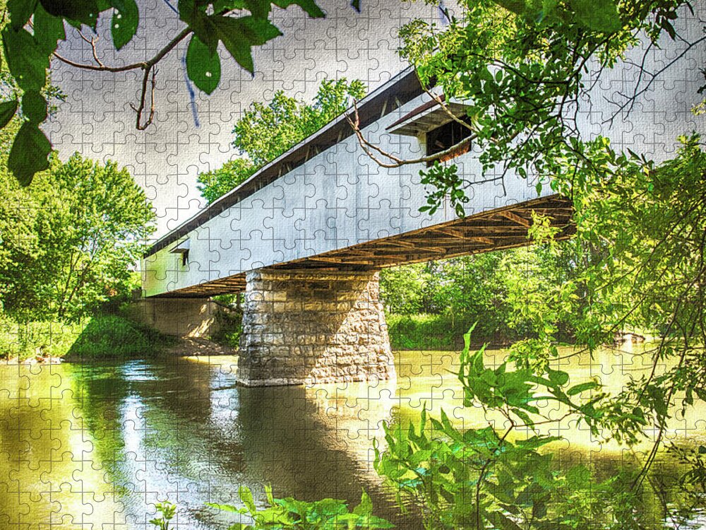  Covered Bridge Jigsaw Puzzle featuring the digital art 10704 Potter's Bridge by Pamela Williams