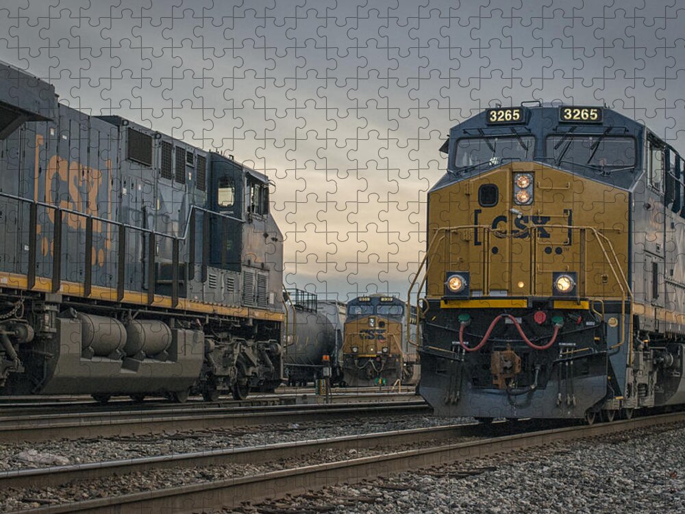 Csx Railroad Jigsaw Puzzle featuring the photograph 12.01.15 Howell Yard Evansville Indiana #120115 by Jim Pearson