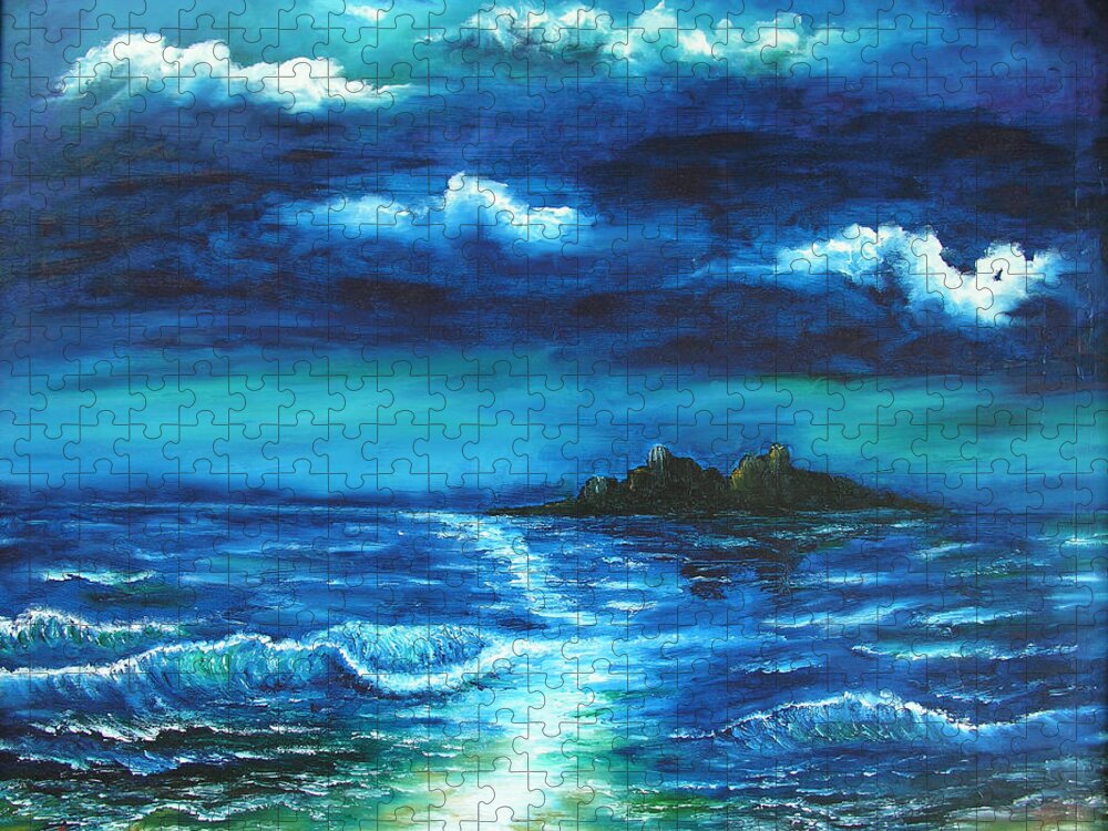 Ocean Jigsaw Puzzle featuring the painting Untitled #16 by Adam Vance