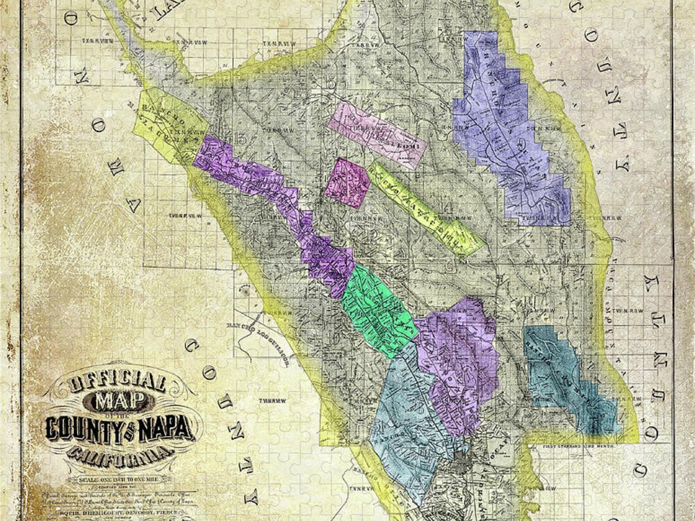 Napa Valley Map Jigsaw Puzzle featuring the photograph 1876 Napa Valley Map by Jon Neidert