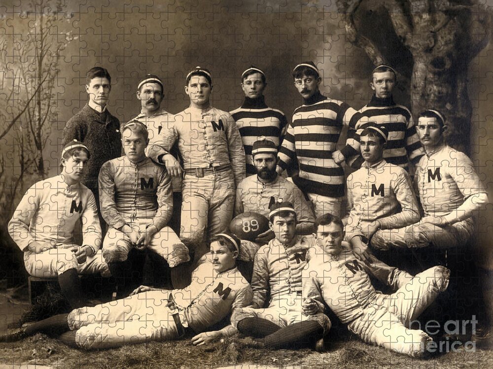 1888 Michigan Wolverines Football Team Jigsaw Puzzle featuring the photograph 1889 Michigan Wolverines Football Team  by Jon Neidert
