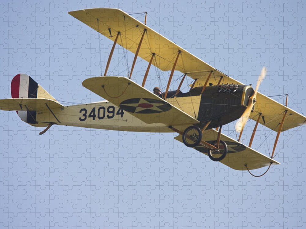 1917 Jigsaw Puzzle featuring the photograph 1917 Curtiss JN-4D Jenny Flying Canvas Photo Poster Print by Keith Webber Jr