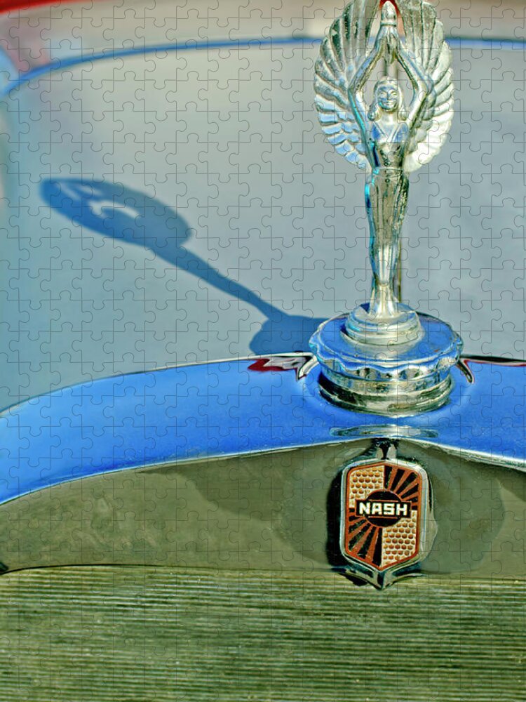 1928 Nash Coupe Jigsaw Puzzle featuring the photograph 1928 Nash Coupe Hood Ornament 3 by Jill Reger