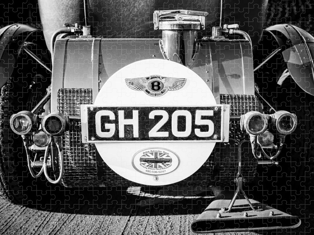 1930 Bentley Soeed Six Taillights Jigsaw Puzzle featuring the photograph 1930 Bentley Speed Six Taillights -0277bw by Jill Reger