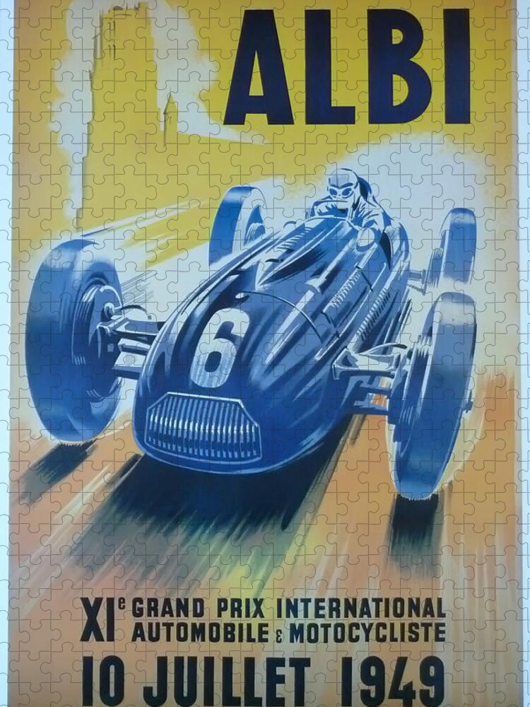 F1 Jigsaw Puzzle featuring the digital art 1949 Albi Grand Prix by Georgia Clare