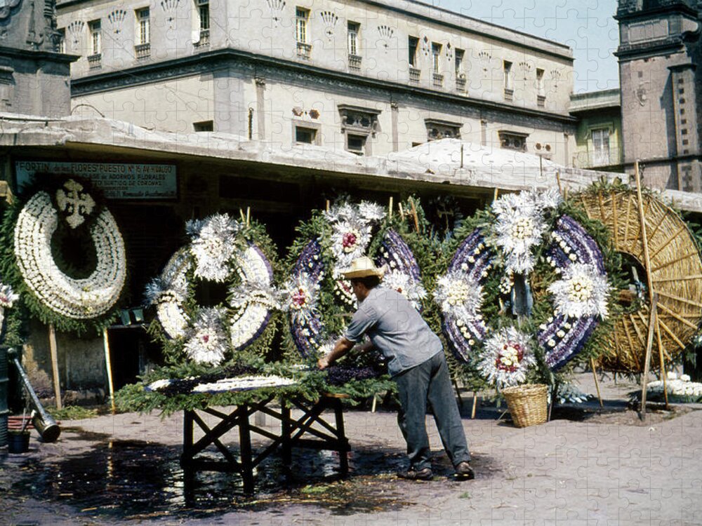 1951 Jigsaw Puzzle featuring the photograph 1950s Mexico City Funeral Wreaths by Marilyn Hunt