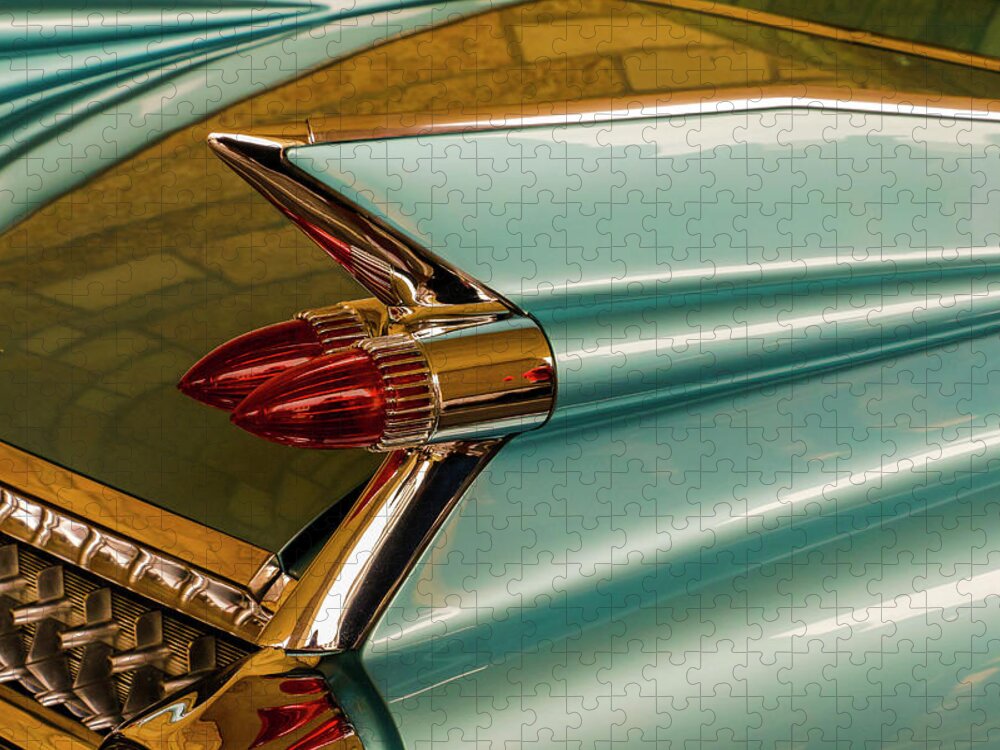 Automobile Jigsaw Puzzle featuring the photograph 1959 Cadillac Tail Light and Fin by Todd Bannor