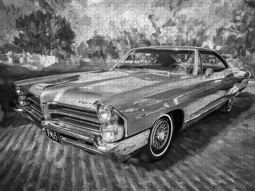 1965 Pontiac Jigsaw Puzzle featuring the photograph 1965 Pontiac Catalina Coupe Painted BW by Rich Franco