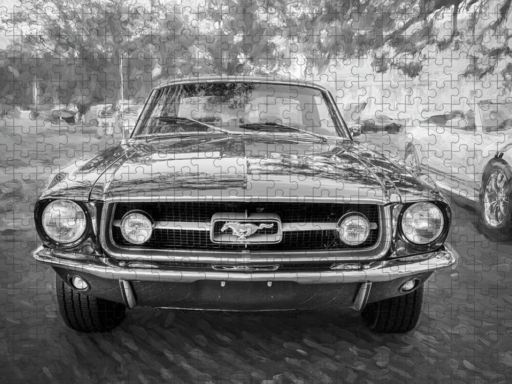1967 Ford Mustang Jigsaw Puzzle featuring the photograph 1967 Ford Mustang Coupe BW c122 by Rich Franco